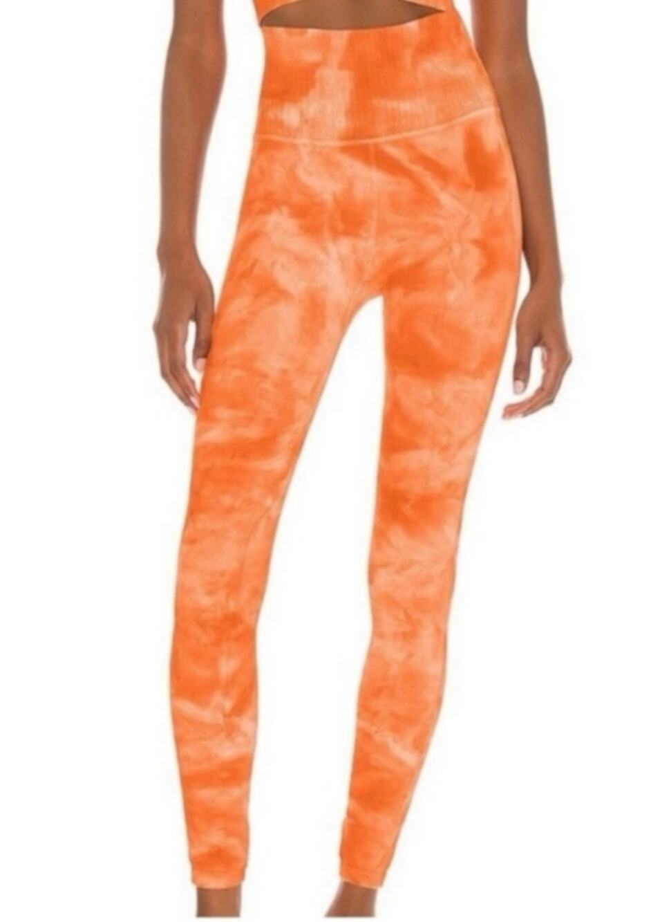 Free People Movement New Women's Good Karma Orange Tie Dye Leggings Size XS/S